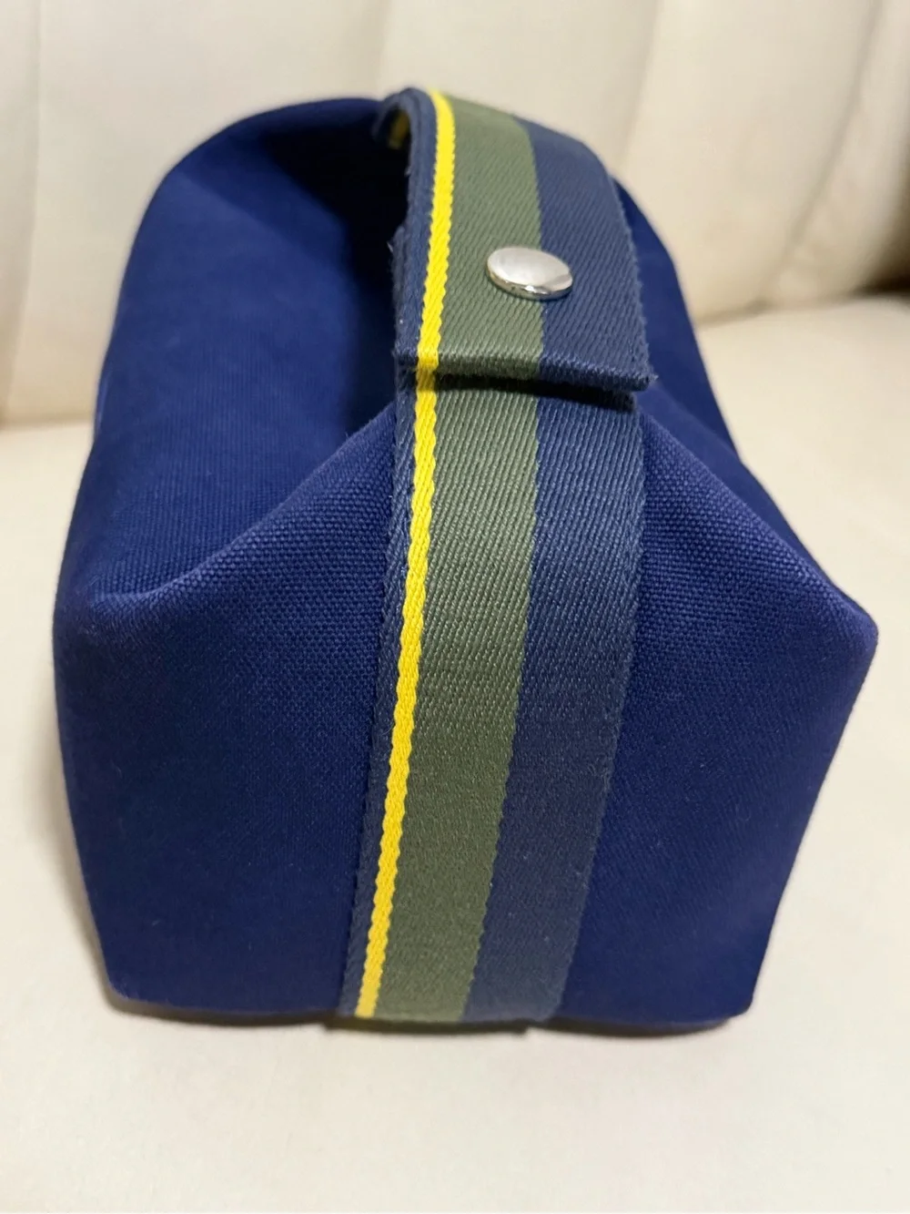 Hermes Navy and Blue Logo Satchel